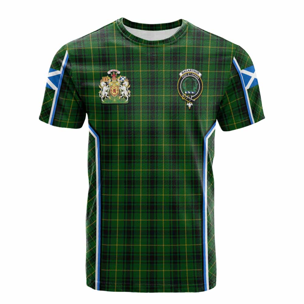 MacArthur (McArthur) Tartan Crest Cotton T-shirt Scotland Coat of Arm Flag Style - Tartan Vibes Clothing