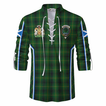 MacArthur (McArthur) Tartan Crest Ghillie Kilt Shirt Scotland Coat of Arm Flag Style