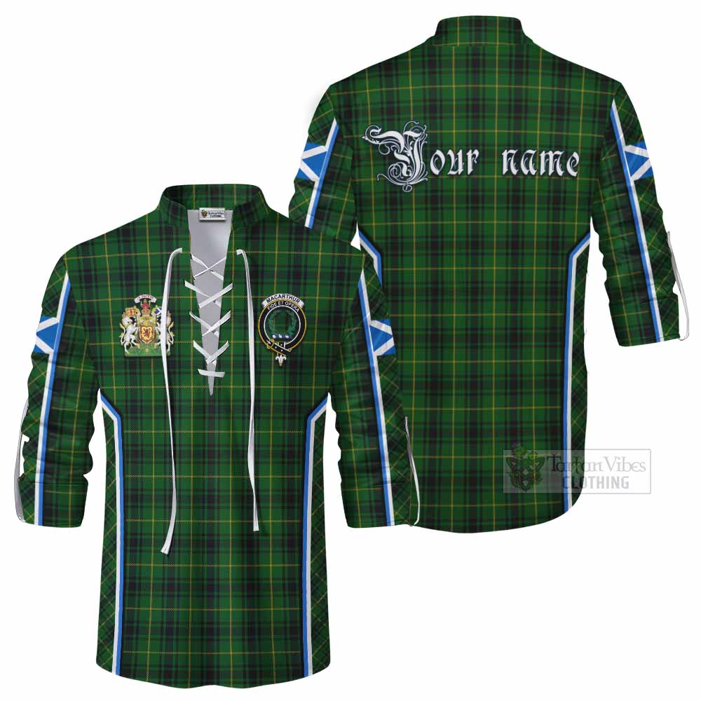 MacArthur (McArthur) Tartan Crest Ghillie Kilt Shirt Scotland Coat of Arm Flag Style - Tartan Vibes Clothing