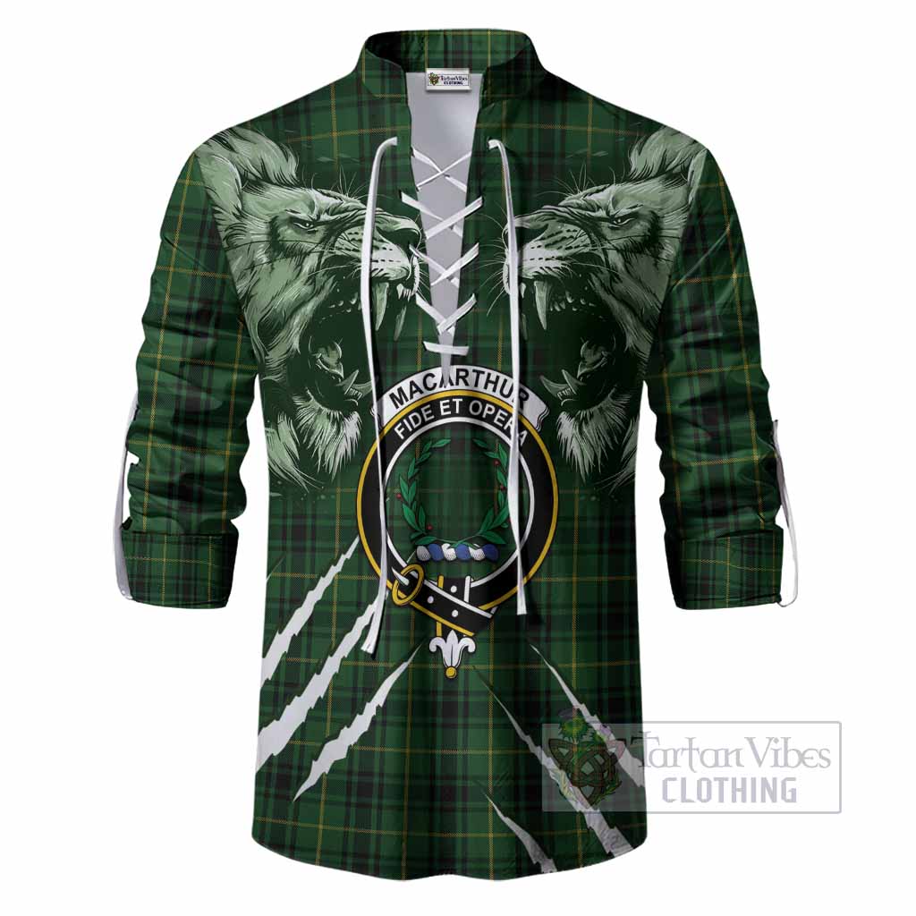 MacArthur (McArthur) Tartan Crest Ghillie Shirt Ferocious Lion Style