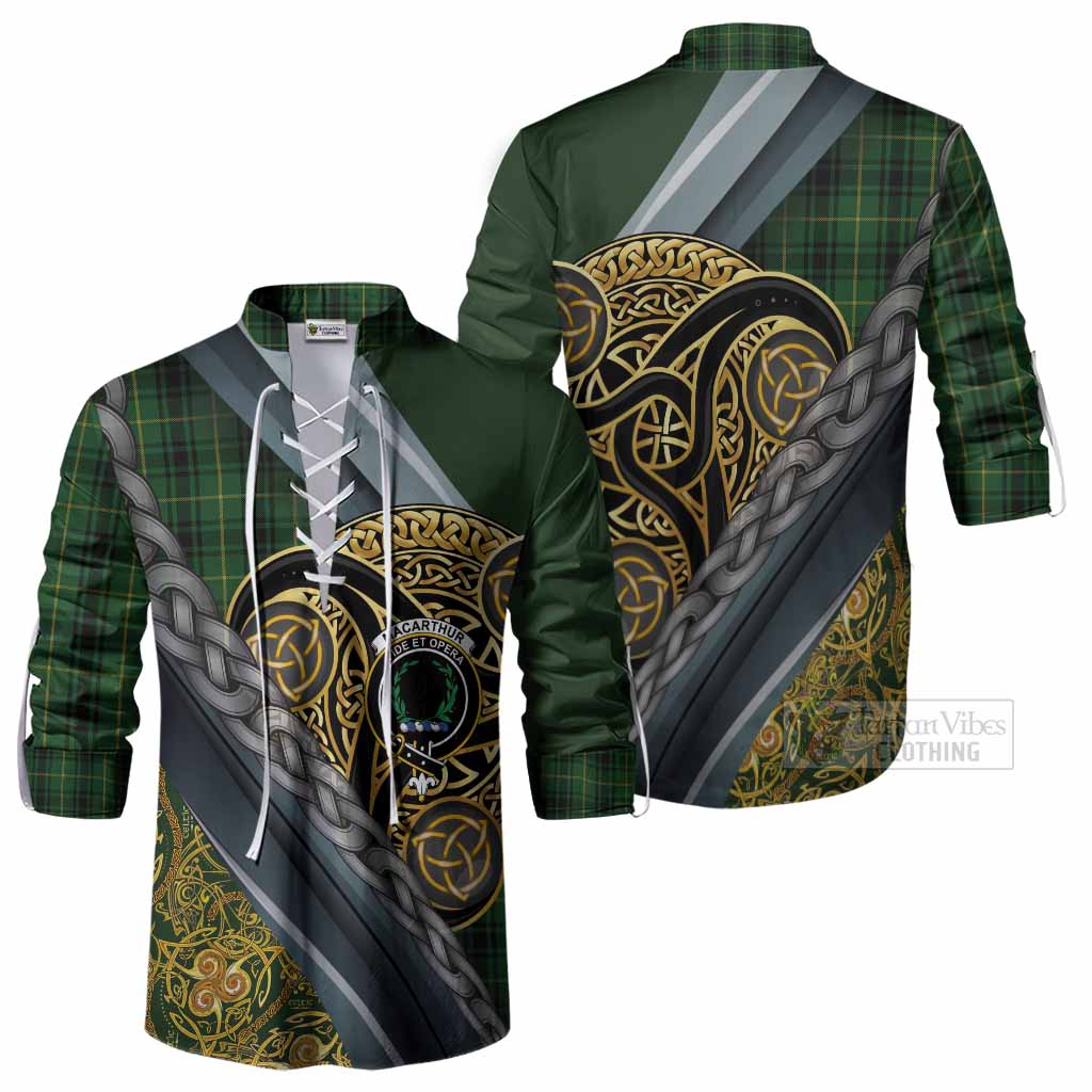 MacArthur (McArthur) Tartan Crest Ghillie Shirt Scottish Triskele Celtic