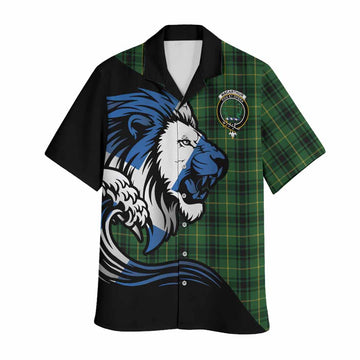 MacArthur (McArthur) Tartan Crest Hawaiian Shirt Scottish Golden Lions Wave Flow
