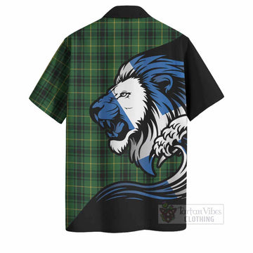 MacArthur (McArthur) Tartan Crest Hawaiian Shirt Scottish Golden Lions Wave Flow