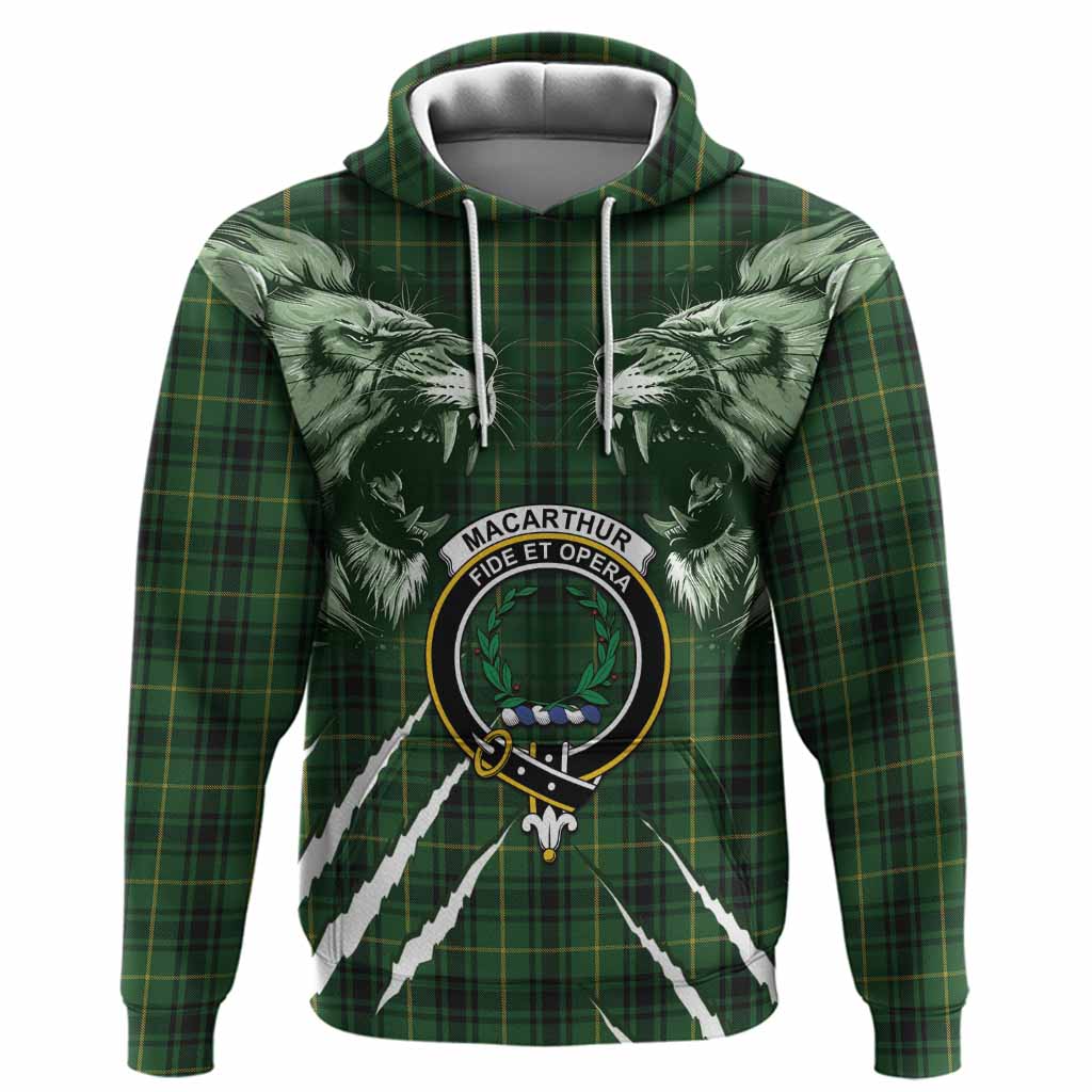 MacArthur (McArthur) Tartan Crest Hoodie Ferocious Lion Style