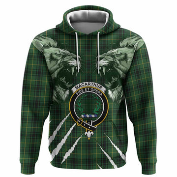 MacArthur (McArthur) Tartan Crest Hoodie Ferocious Lion Style