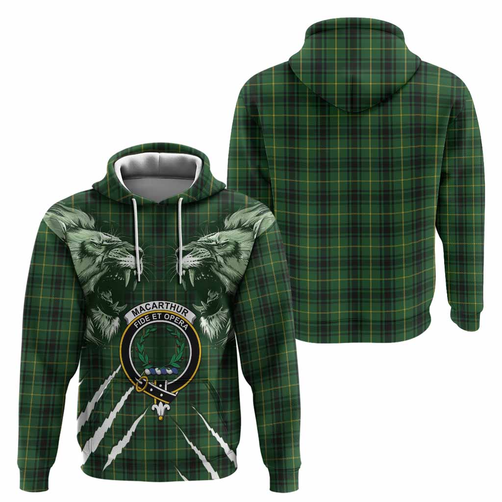 MacArthur (McArthur) Tartan Crest Hoodie Ferocious Lion Style