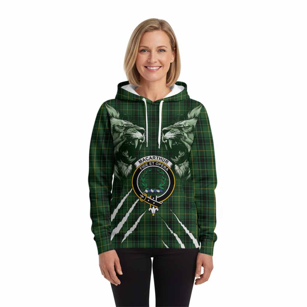 MacArthur (McArthur) Tartan Crest Hoodie Ferocious Lion Style