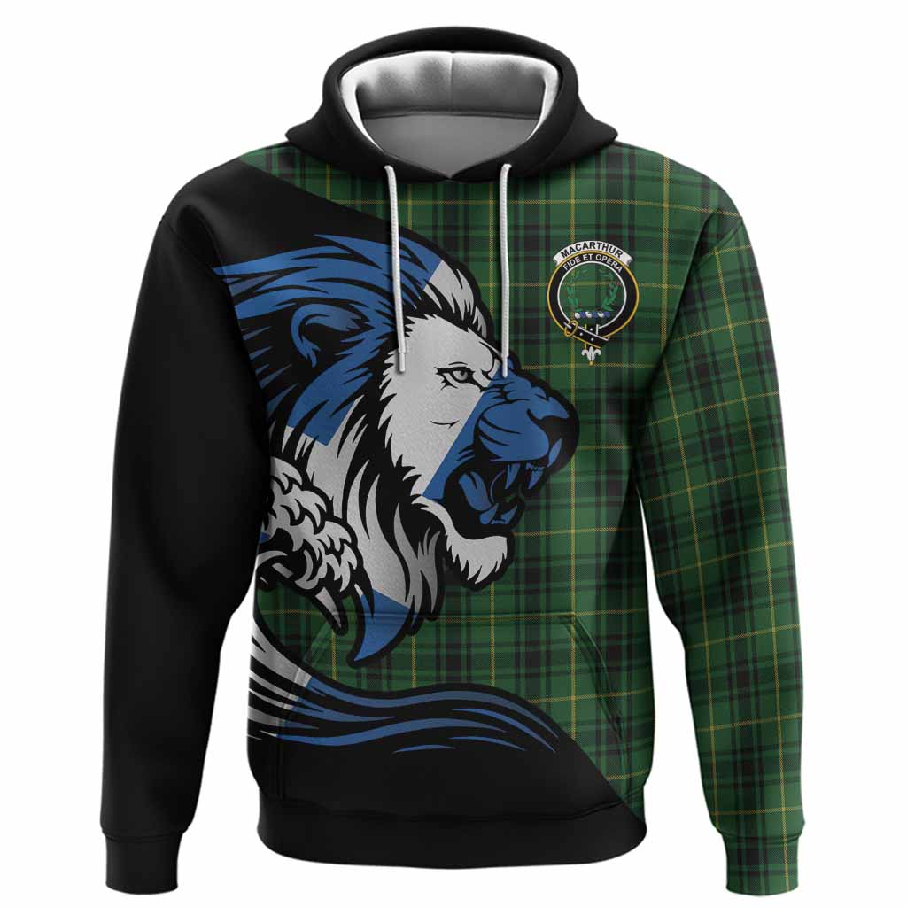 MacArthur (McArthur) Tartan Crest Hoodie Scottish Golden Lions Wave Flow