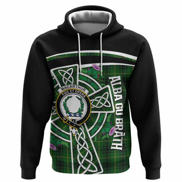 MacArthur (McArthur) Tartan Crest Hoodie Scottish Thistle Celtic Cross Alba Gu Brath