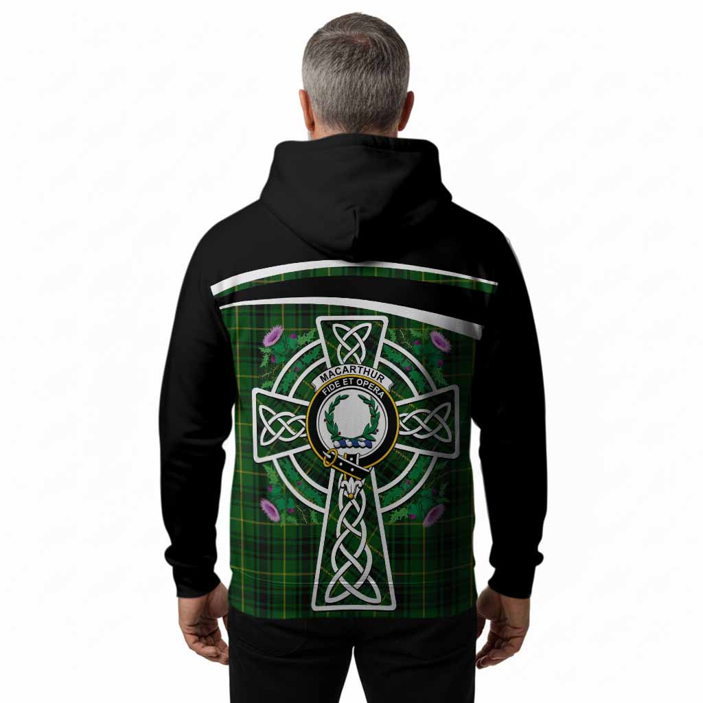 MacArthur (McArthur) Tartan Crest Hoodie Scottish Thistle Celtic Cross Alba Gu Brath