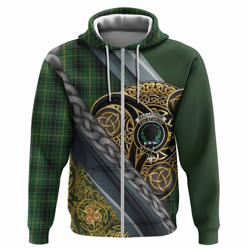 MacArthur (McArthur) Tartan Crest Hoodie Scottish Triskele Celtic