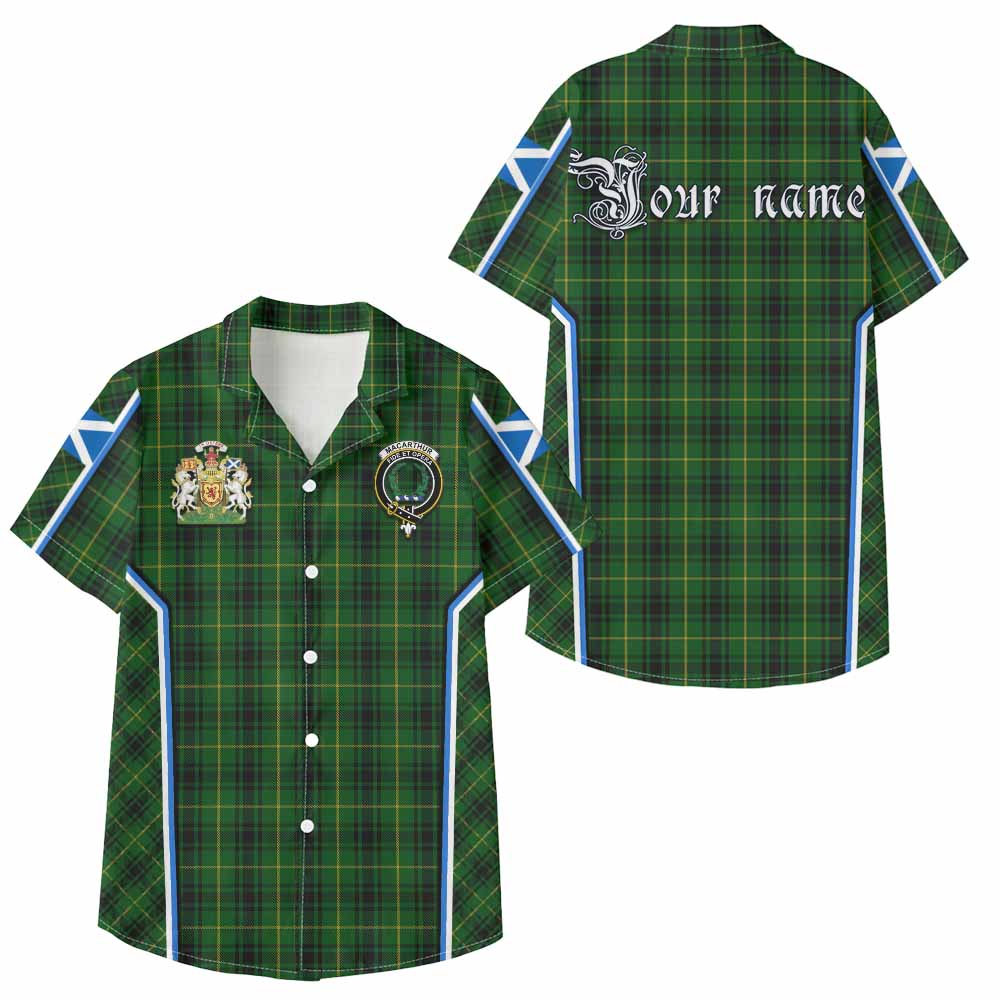 MacArthur (McArthur) Tartan Crest Kid Hawaiian Shirt Scotland Coat of Arm Flag Style - Tartan Vibes Clothing