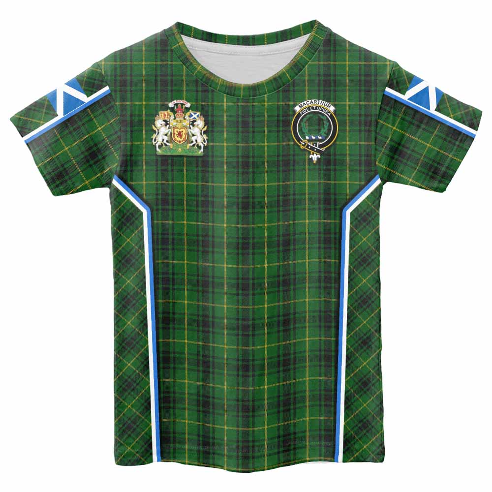 MacArthur (McArthur) Tartan Crest Kid T-shirt Scotland Coat of Arm Flag Style - Tartan Vibes Clothing