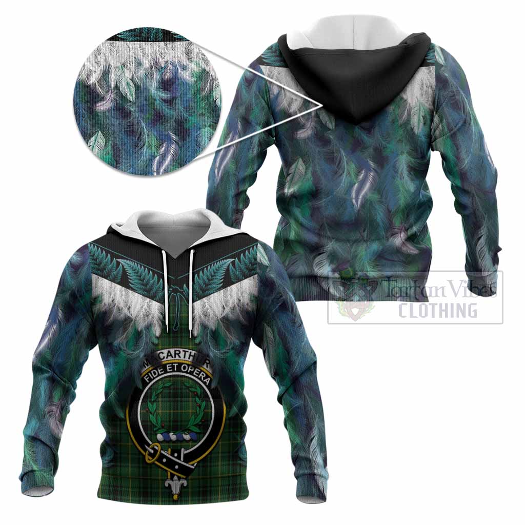 MacArthur (McArthur) Tartan Crest Knitted Hoodie New Zealand Maori Korowai Cloak