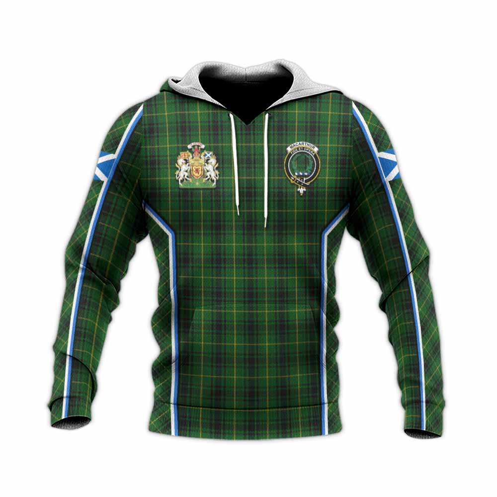 MacArthur (McArthur) Tartan Crest Knitted Hoodie Scotland Coat of Arm Flag Style - Tartan Vibes Clothing