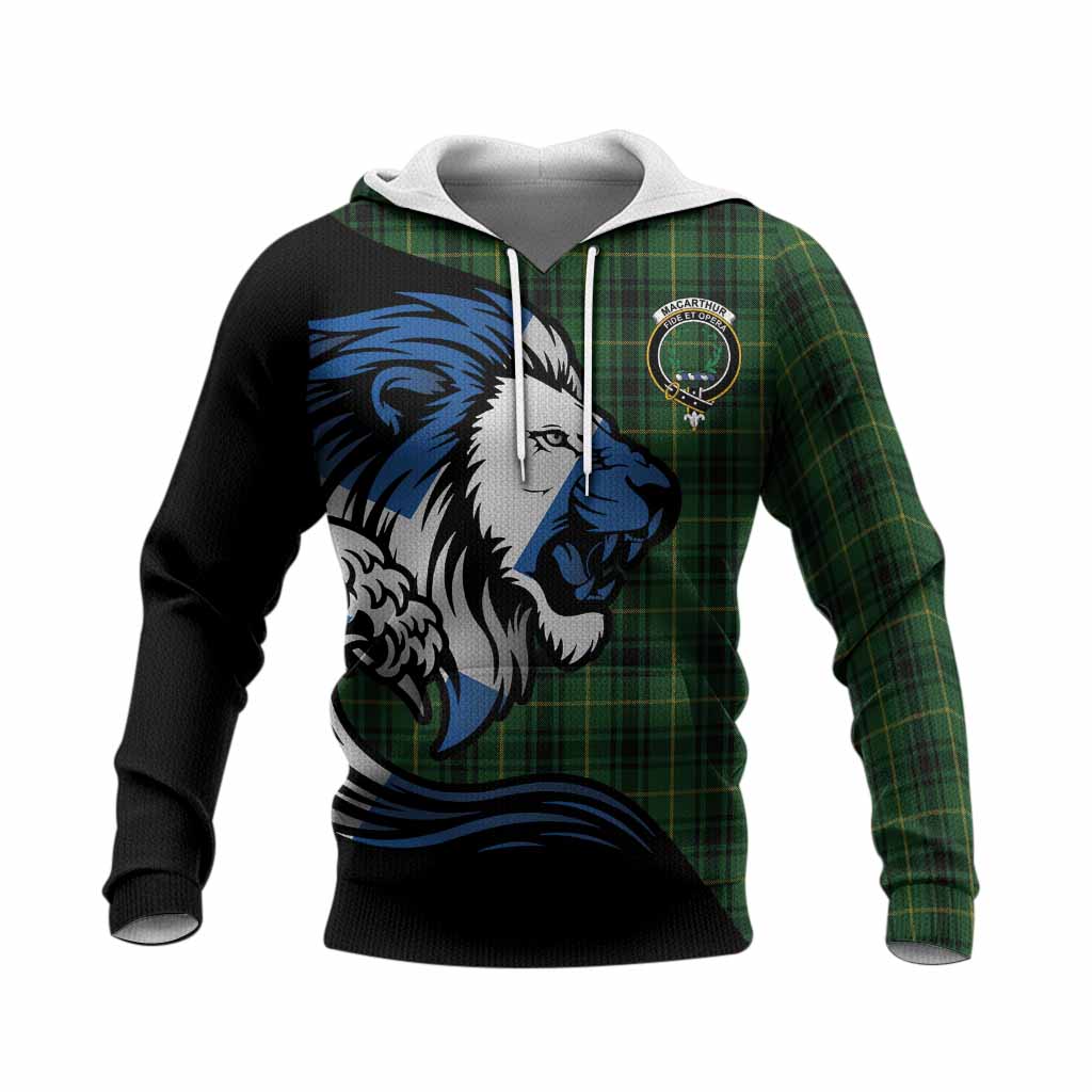 MacArthur (McArthur) Tartan Crest Knitted Hoodie Scottish Golden Lions Wave Flow