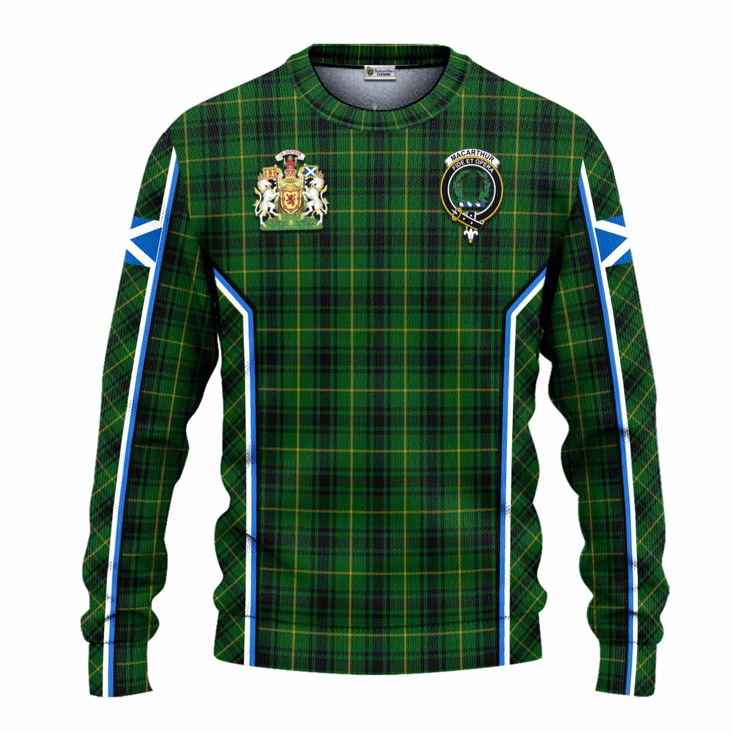 MacArthur (McArthur) Tartan Crest Knitted Sweater Scotland Coat of Arm Flag Style - Tartan Vibes Clothing