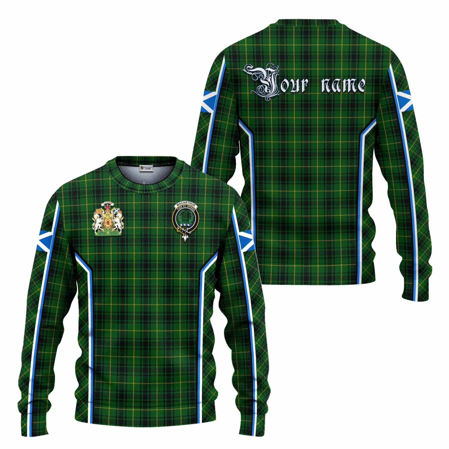 MacArthur (McArthur) Tartan Crest Knitted Sweater Scotland Coat of Arm Flag Style - Tartan Vibes Clothing