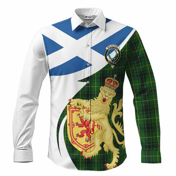 MacArthur (McArthur) Tartan Crest Lion Rampant Long Sleeve Button Shirts Classic Scottish Style Men's Shirt S - Tartan Vibes Clothing
