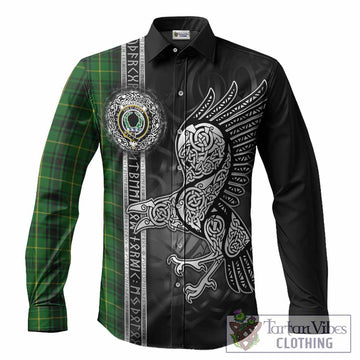 MacArthur (McArthur) Tartan Crest Long Sleeve Button Shirts Norse Mythology Viking Odin Crow Tattoo