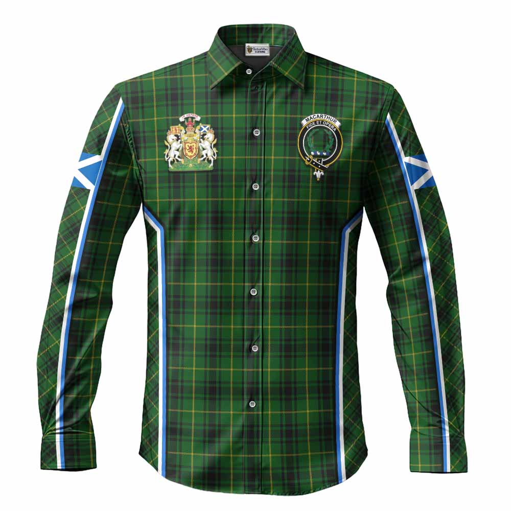 MacArthur (McArthur) Tartan Crest Long Sleeve Button Shirts Scotland Coat of Arm Flag Style - Tartan Vibes Clothing