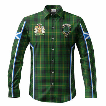 MacArthur (McArthur) Tartan Crest Long Sleeve Button Shirts Scotland Coat of Arm Flag Style