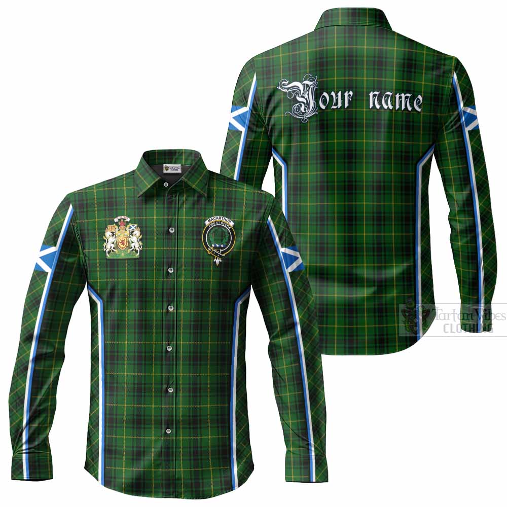 MacArthur (McArthur) Tartan Crest Long Sleeve Button Shirts Scotland Coat of Arm Flag Style - Tartan Vibes Clothing