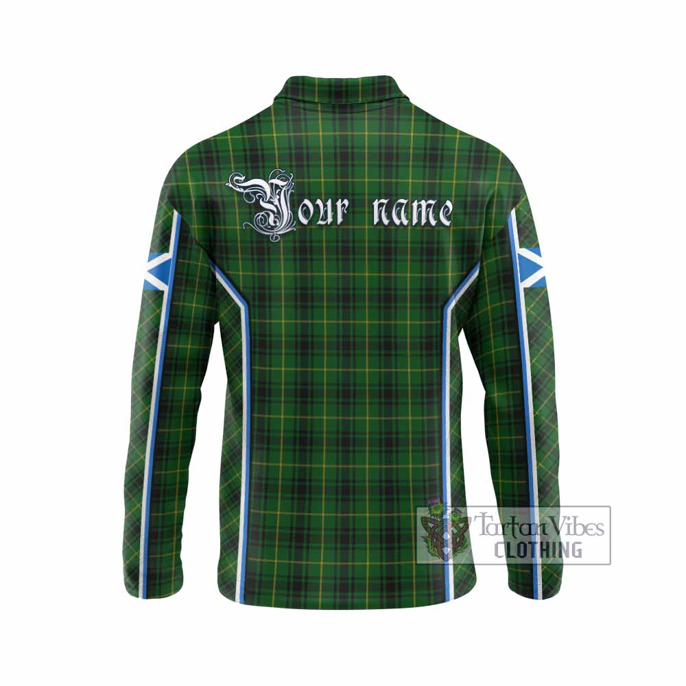 MacArthur (McArthur) Tartan Crest Long Sleeve Polo Shirt Scotland Coat of Arm Flag Style - Tartan Vibes Clothing