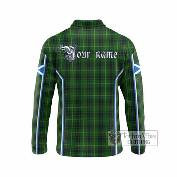 MacArthur (McArthur) Tartan Crest Long Sleeve Polo Shirt Scotland Coat of Arm Flag Style