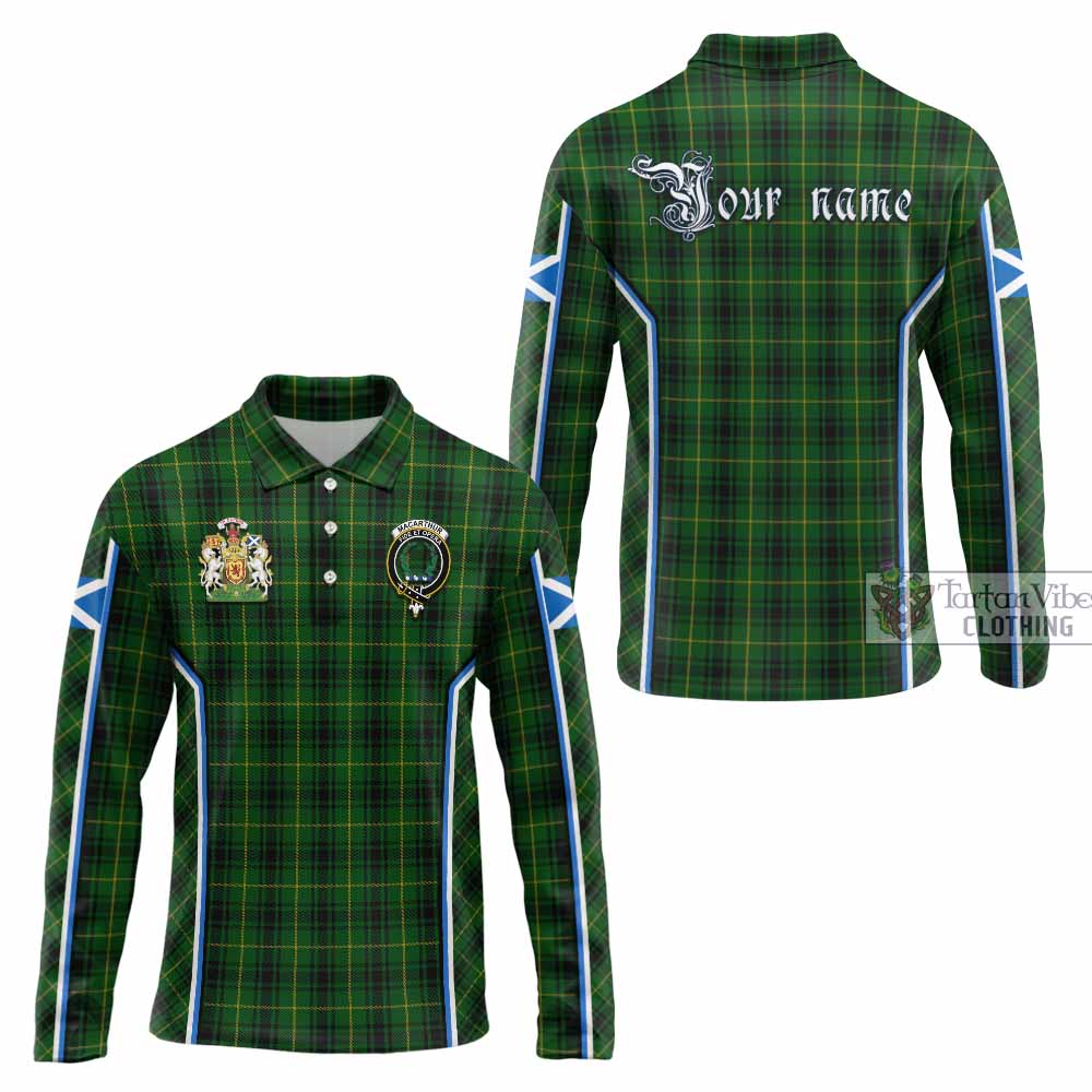 MacArthur (McArthur) Tartan Crest Long Sleeve Polo Shirt Scotland Coat of Arm Flag Style - Tartan Vibes Clothing
