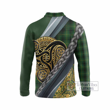 MacArthur (McArthur) Tartan Crest Long Sleeve Polo Shirt Scottish Triskele Celtic