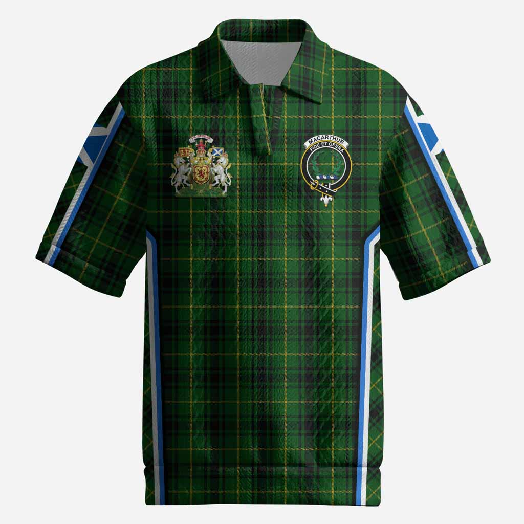 MacArthur (McArthur) Tartan Crest Men’s Polo Sweater Top Scotland Coat of Arm Flag Style