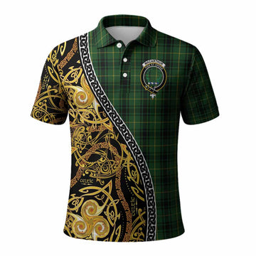 MacArthur (McArthur) Tartan Crest Polo Shirt Celtic Knot and Triple Trickle Spiral Symbols