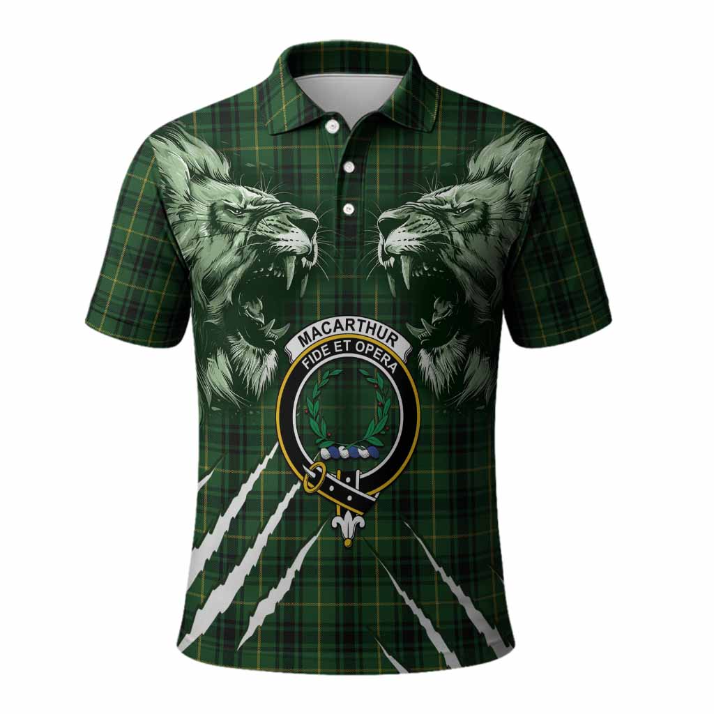 MacArthur (McArthur) Tartan Crest Polo Shirt Ferocious Lion Style
