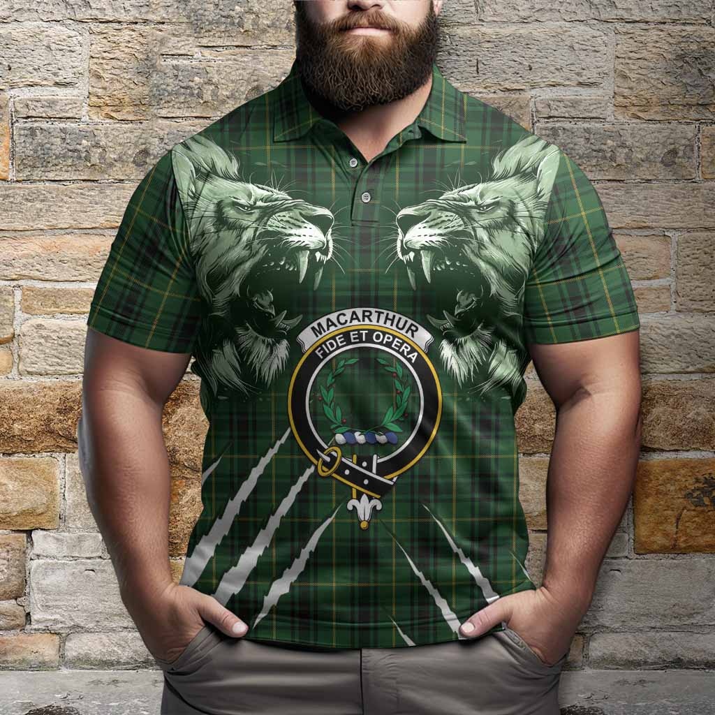 MacArthur (McArthur) Tartan Crest Polo Shirt Ferocious Lion Style