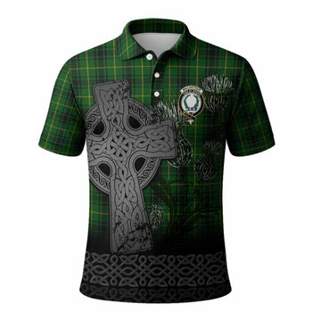 MacArthur (McArthur) Tartan Crest Polo Shirt Grunge Celtic Cross Scottish Thistle