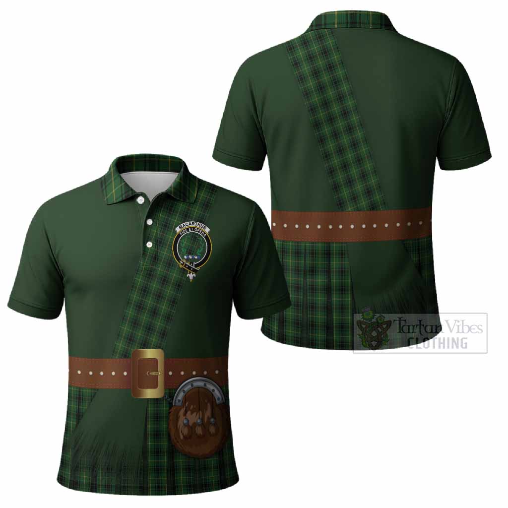 MacArthur (McArthur) Tartan Crest Polo Shirt Kilt Costume Style