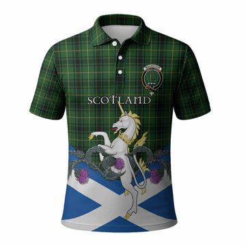 MacArthur (McArthur) Tartan Crest Polo Shirt Scottish Unicorn With Thistle
