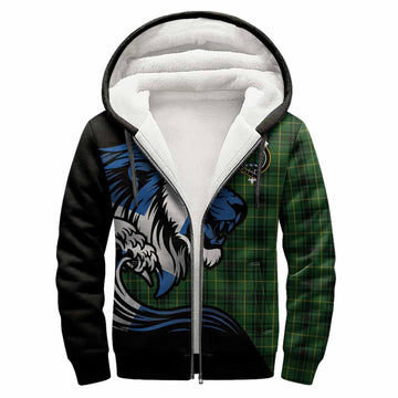 MacArthur (McArthur) Tartan Crest Sherpa Hoodie Scottish Golden Lions Wave Flow
