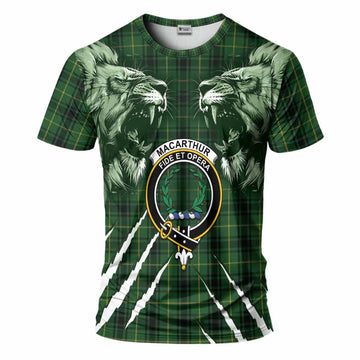 MacArthur (McArthur) Tartan Crest T-Shirt Ferocious Lion Style