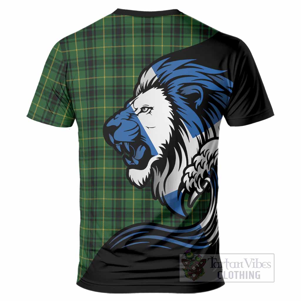 MacArthur (McArthur) Tartan Crest T-Shirt Scottish Golden Lions Wave Flow