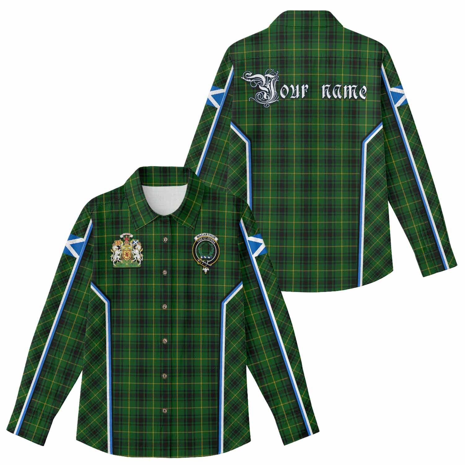 MacArthur (McArthur) Tartan Crest Women Casual Shirt Scotland Coat of Arm Flag Style - Tartan Vibes Clothing