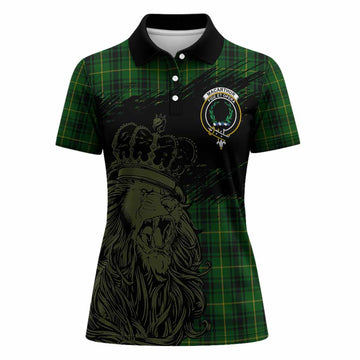 MacArthur (McArthur) Tartan Crest Women Polo Shirt Crowned Lion Heritage Style