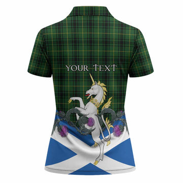 MacArthur (McArthur) Tartan Crest Women Polo Shirt Scottish Unicorn With Thistle