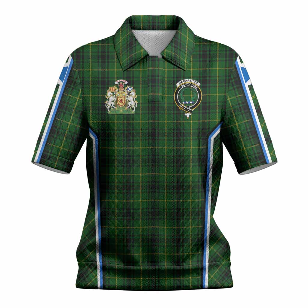 MacArthur (McArthur) Tartan Crest Women’s Polo Sweater Top Scotland Coat of Arm Flag Style