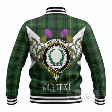 MacArthur (McArthur) Tartan Family Crest Baseball Jacket Scottish Burns Night Thistle Floral