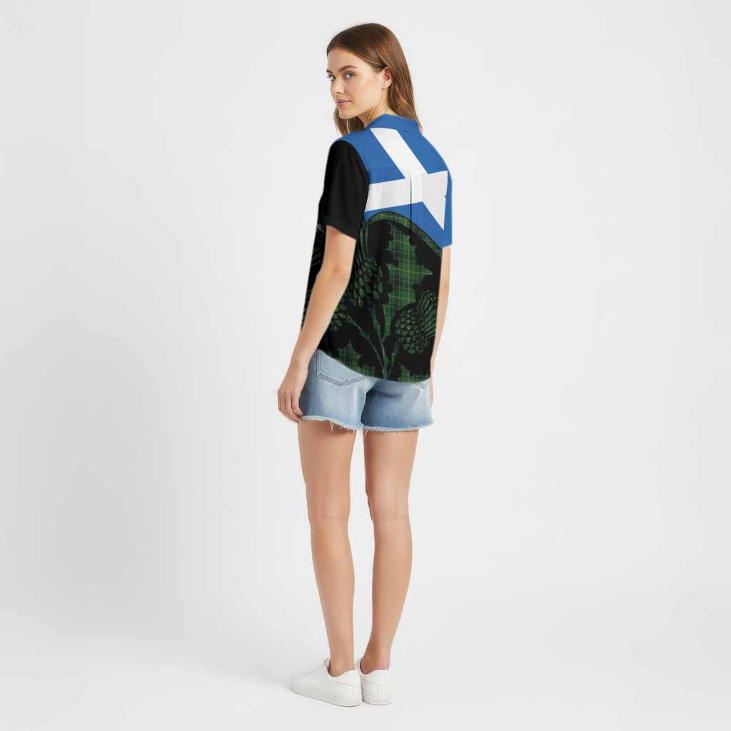 MacArthur (McArthur) Tartan Family Crest Cotton Hawaiian Shirt Scotland Thistle Floral Flag Style