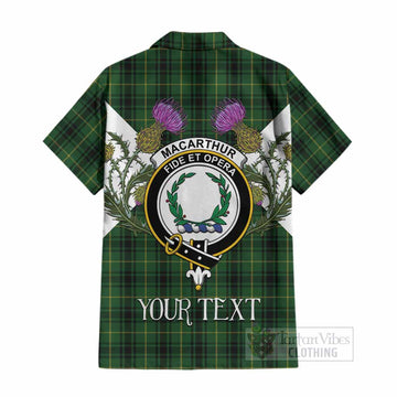 MacArthur (McArthur) Tartan Family Crest Cotton Hawaiian Shirt Scottish Burns Night Thistle Floral