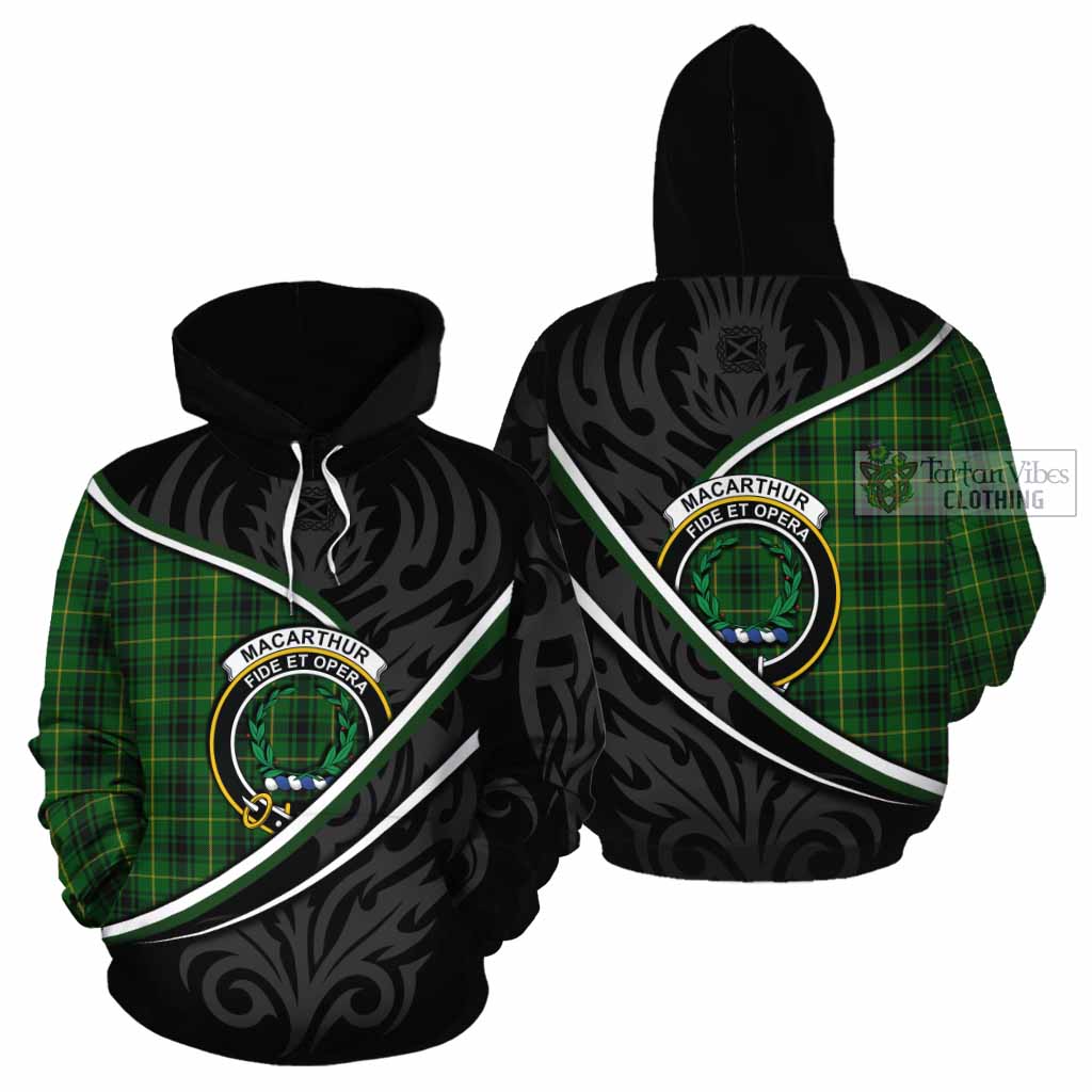 MacArthur (McArthur) Tartan Family Crest Cotton Hoodie Celtic Scottish Thistle Floral - Tartan Vibes Clothing