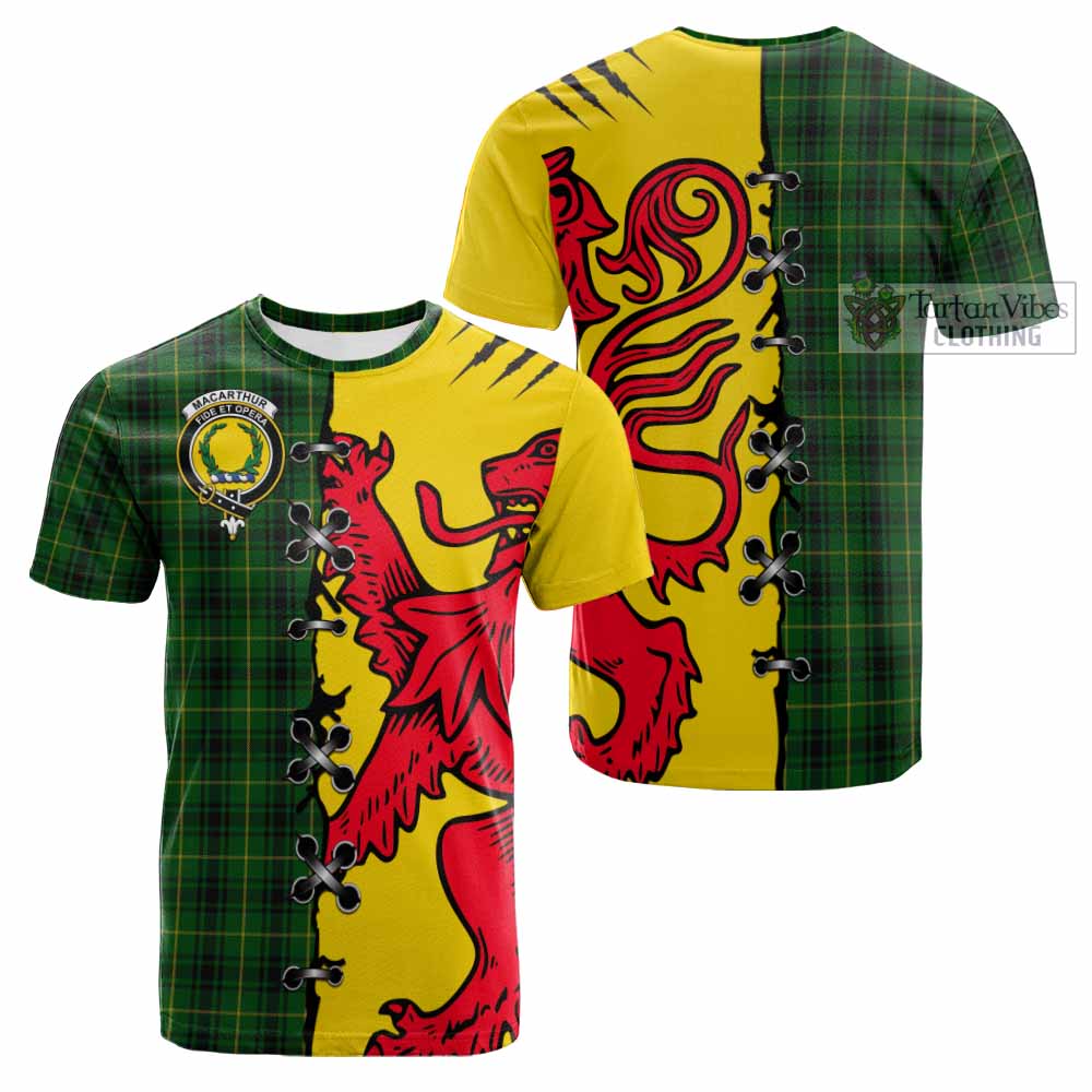 MacArthur (McArthur) Tartan Family Crest Cotton T-shirt Lion Rampant Honor - Tartan Vibes Clothing